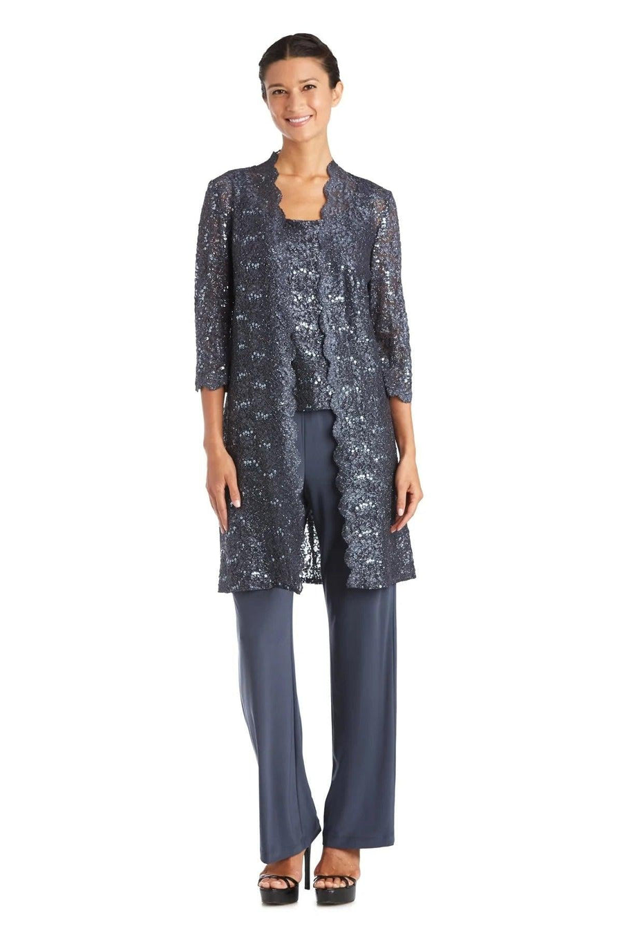 R&M Richards Metallic Lace Petite Pant Suit Sale - The Dress Outlet