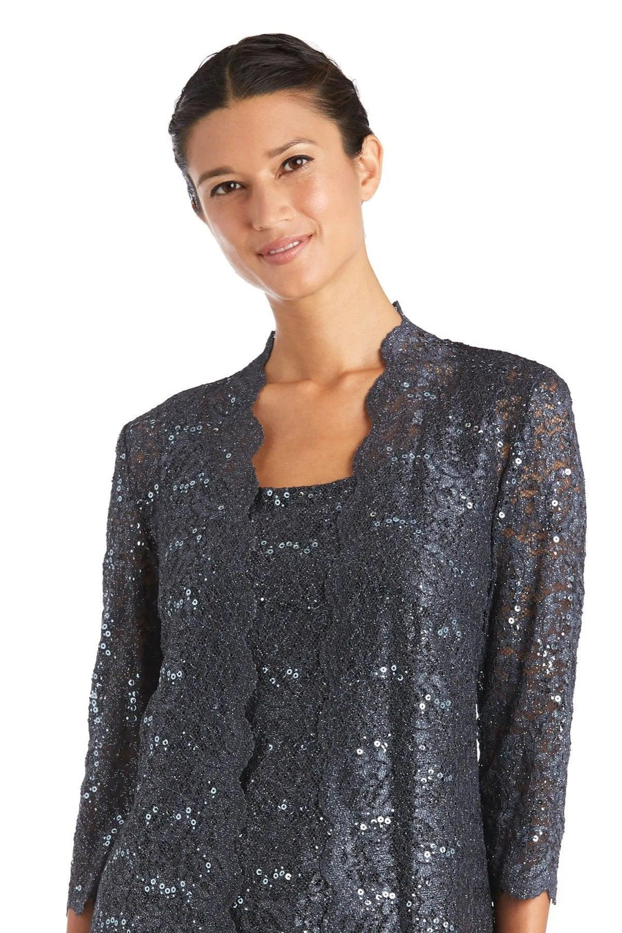 R&M Richards Metallic Lace Petite Pant Suit Sale - The Dress Outlet