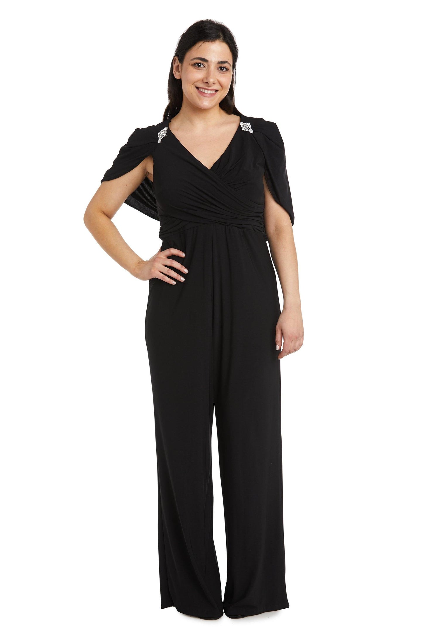 R&M Richards Petite Capelet Jumpsuit Formal 2460P - The Dress Outlet