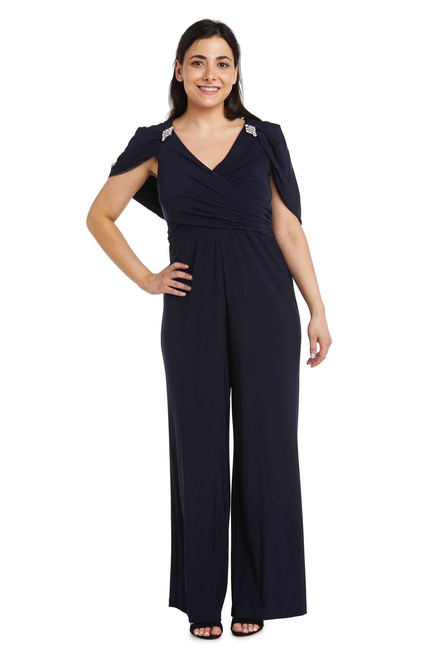 R&M Richards Petite Capelet Jumpsuit Formal 2460P - The Dress Outlet