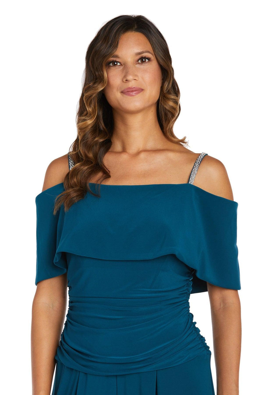 R&M Richards Petite Off Shoulder Jumpsuit 5982P - The Dress Outlet