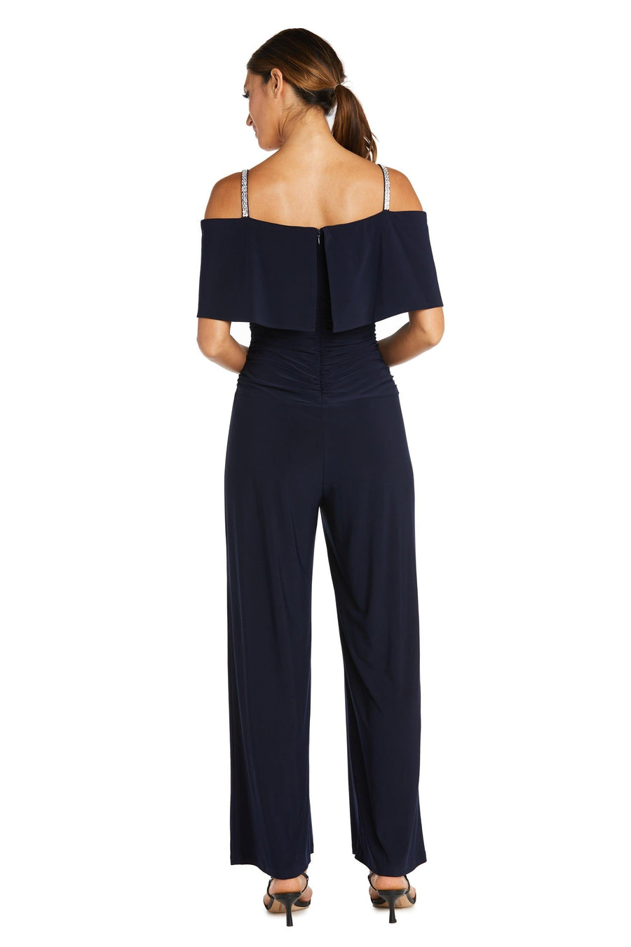 R&M Richards Petite Off Shoulder Jumpsuit 5982P - The Dress Outlet