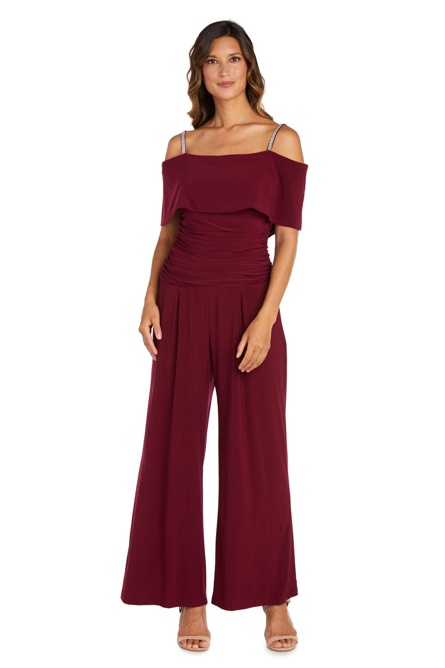 R&M Richards Petite Off Shoulder Jumpsuit 5982P - The Dress Outlet