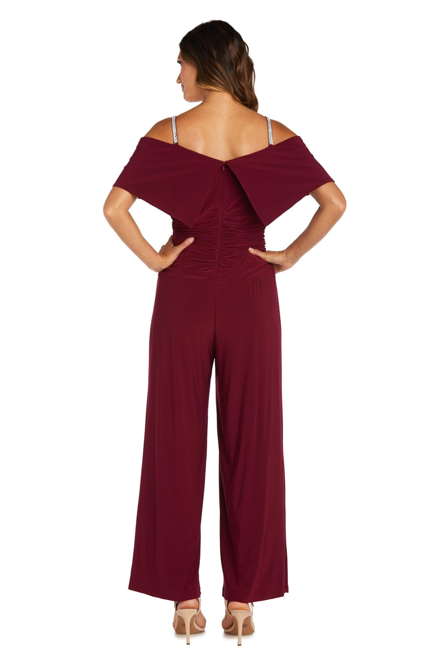 R&M Richards Petite Off Shoulder Jumpsuit 5982P - The Dress Outlet