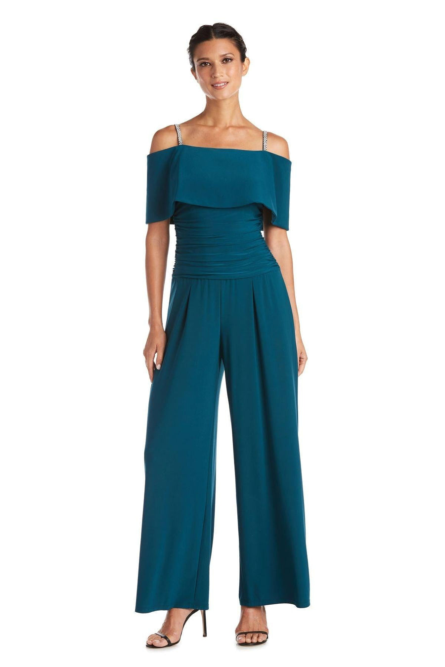 R&M Richards Petite Off Shoulder Jumpsuit 5982P - The Dress Outlet