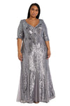 R&M Richards Plus Size Long Beaded Dress 7565W - The Dress Outlet