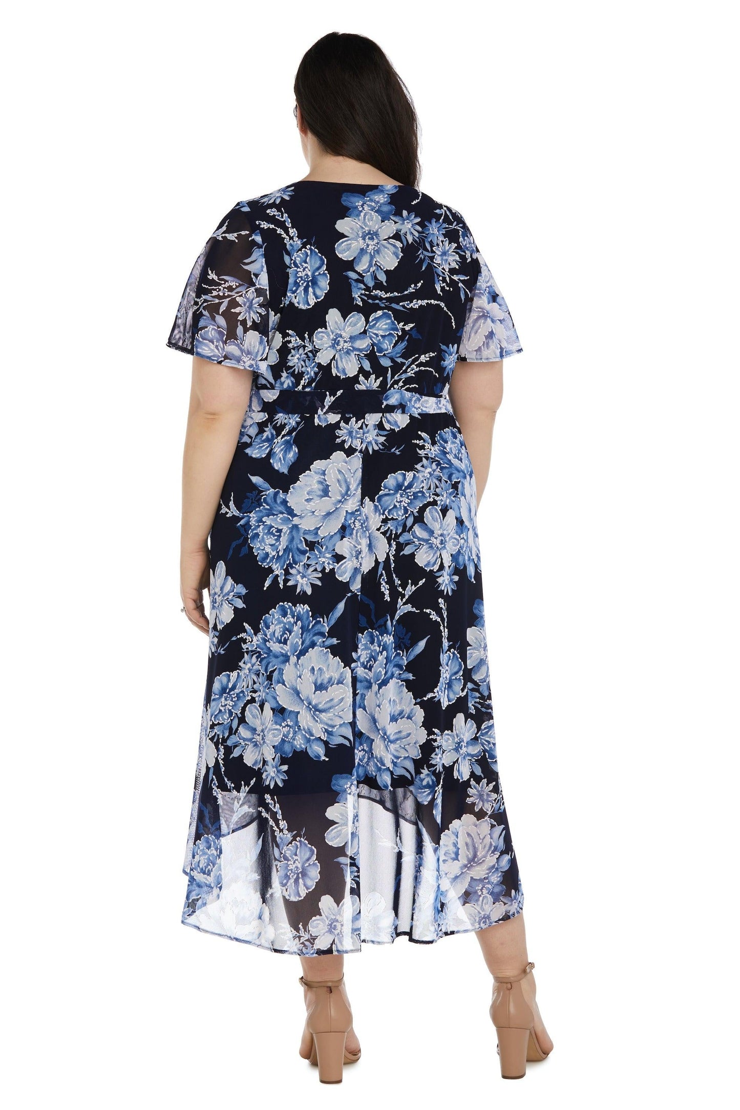 R&M Richards Plus Size Print High Low Dress 9410W - The Dress Outlet