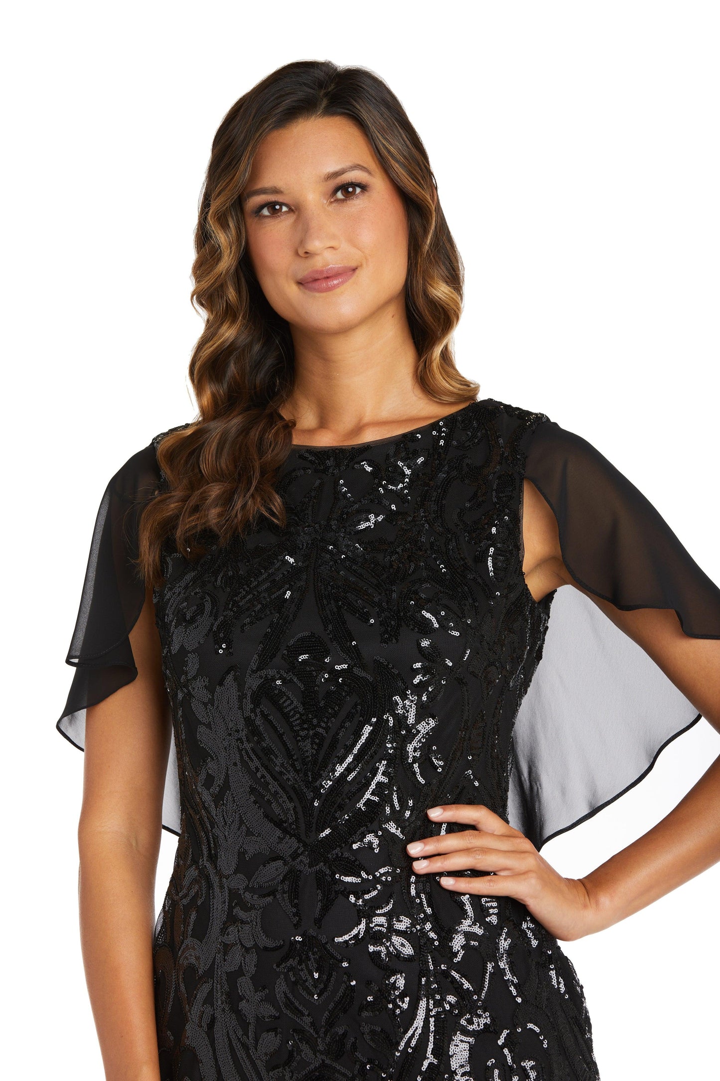 R&M Richards Short Cocktail Capelet Dress 7581 - The Dress Outlet