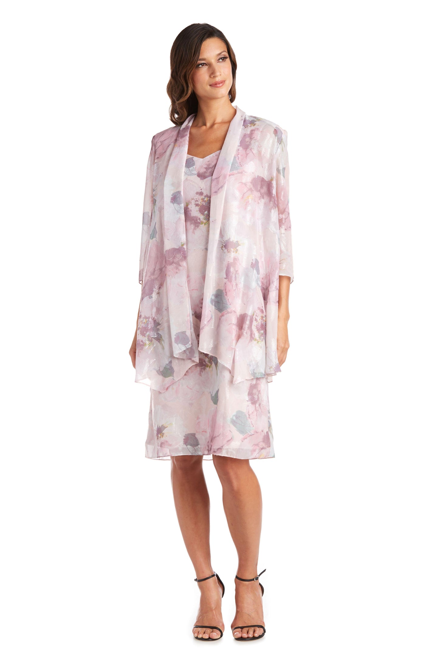 R&M Richards Short Floral Chiffon Petite Dress 7738P - The Dress Outlet