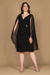 R&M Richards Short Petite Chiffon Cape Dress 5806P - The Dress Outlet