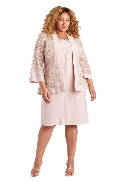 R M Richards Plus Size Dress Soutache Jacket Blush Pink