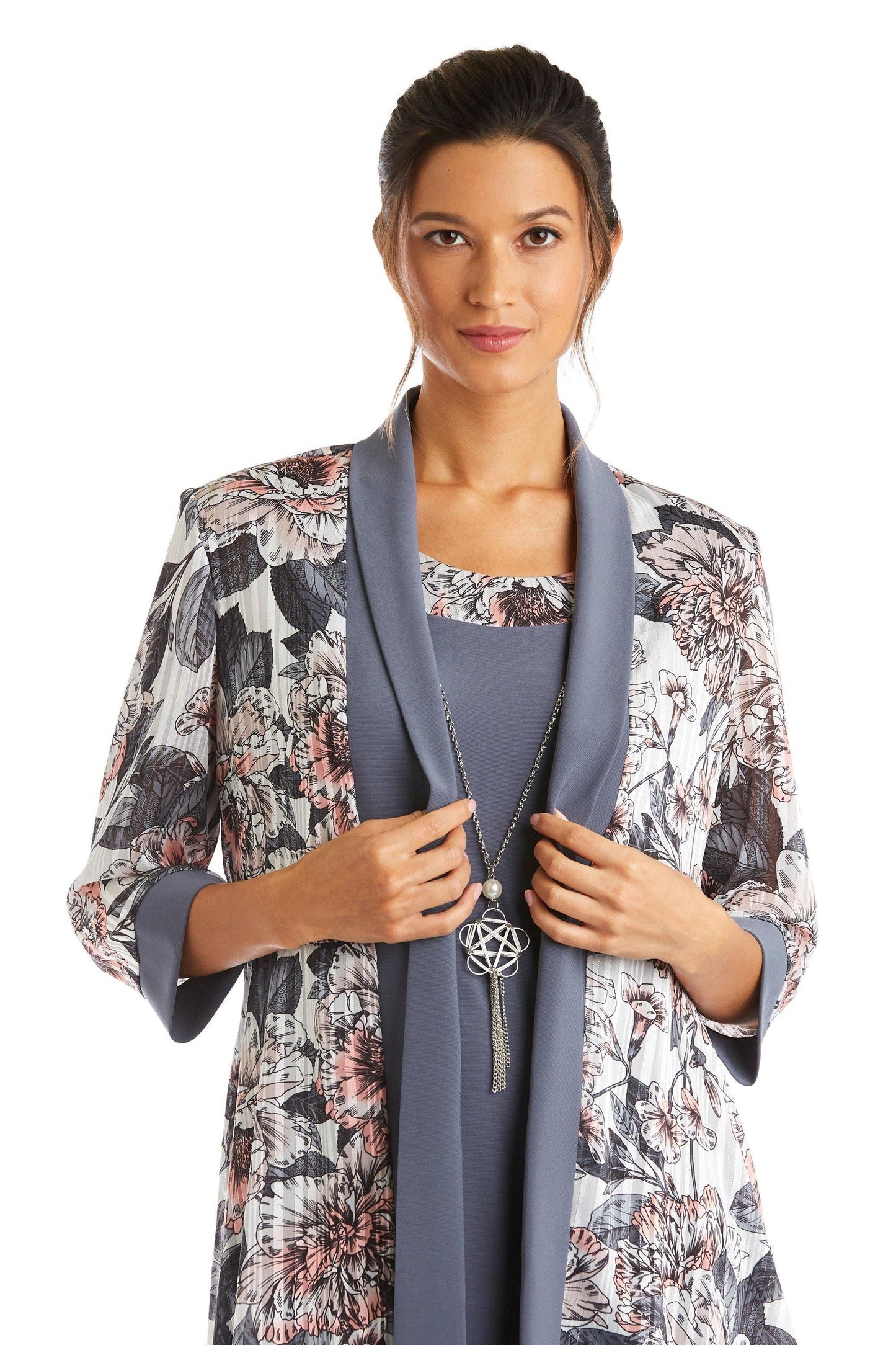 R&M Richards Short Print Satin Jacket Dress 7119 - The Dress Outlet