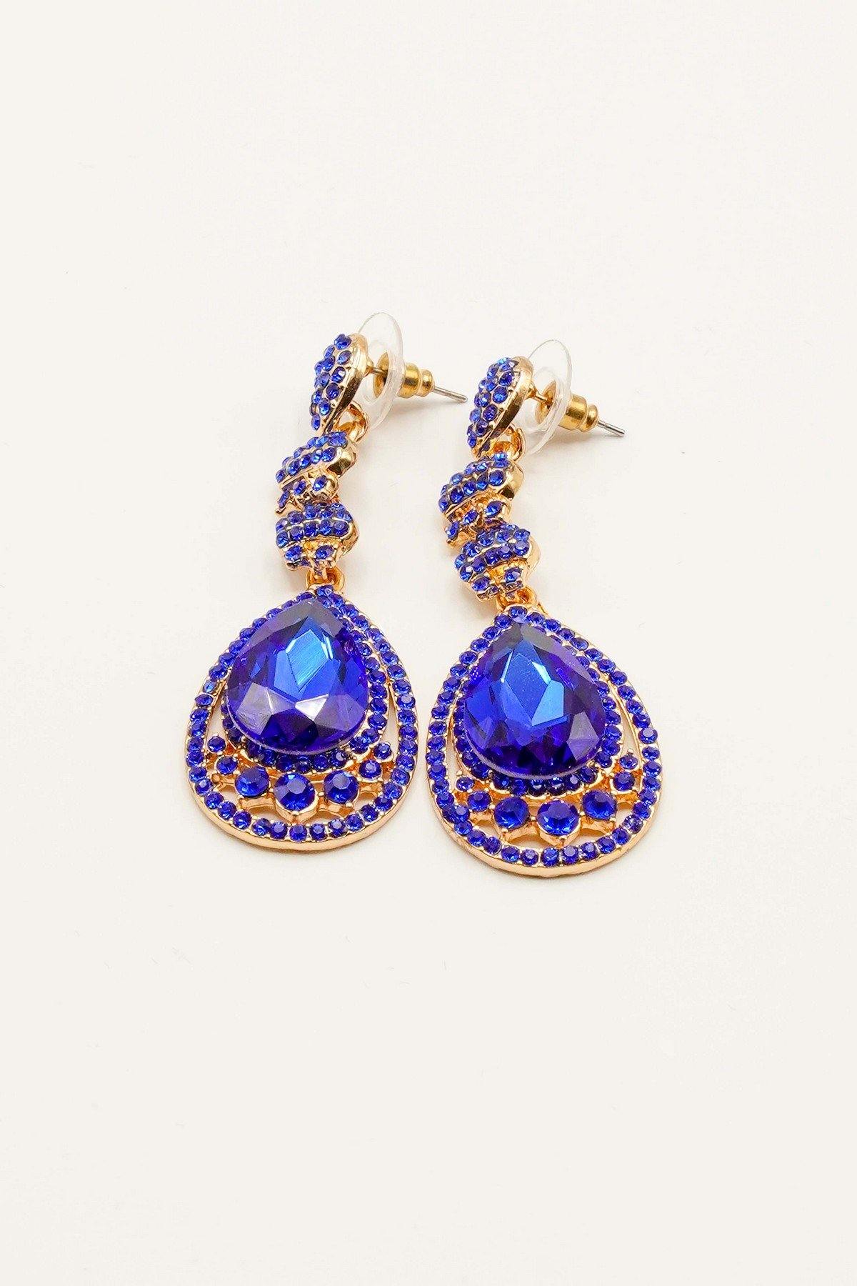 Rhinestone Encrust Diamante Teardrop Earrings - The Dress Outlet