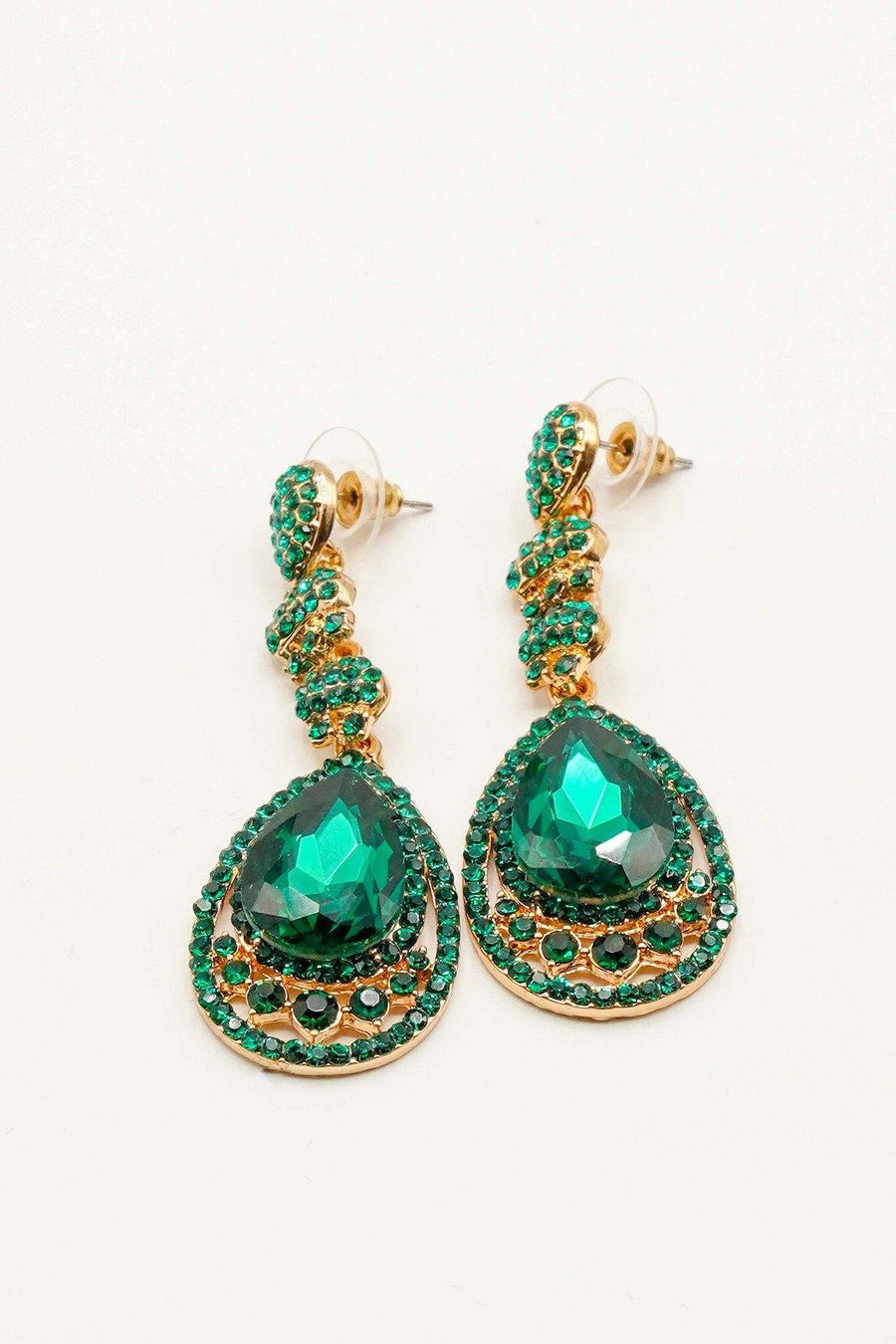 Rhinestone Encrust Diamante Teardrop Earrings - The Dress Outlet