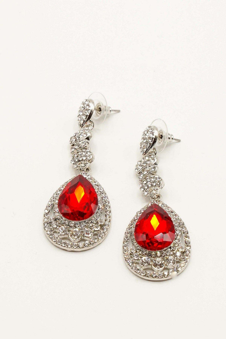 Rhinestone Encrust Diamante Teardrop Earrings - The Dress Outlet