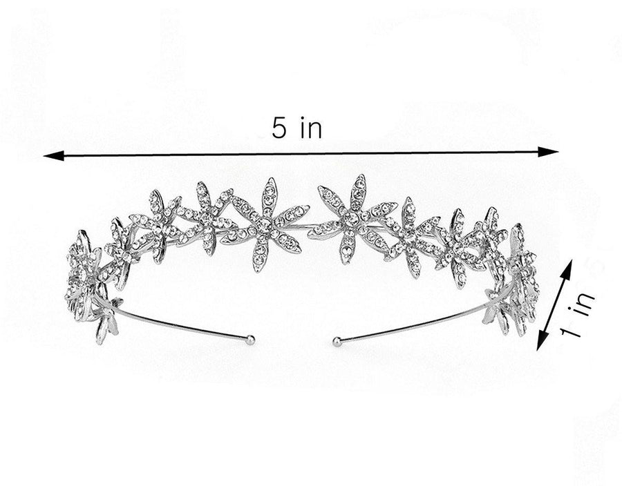 Rhinestones Flowers Headband Wedding Headpiece - The Dress Outlet