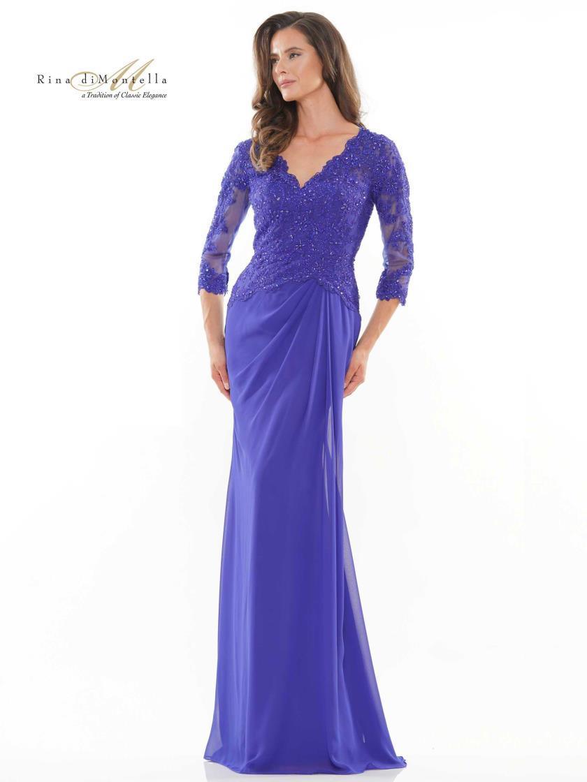 Rina di Montella Long Formal Chiffon Dress 2744 - The Dress Outlet