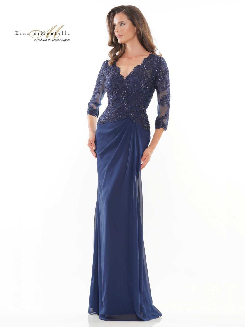 Rina di Montella Long Formal Chiffon Dress 2744 - The Dress Outlet