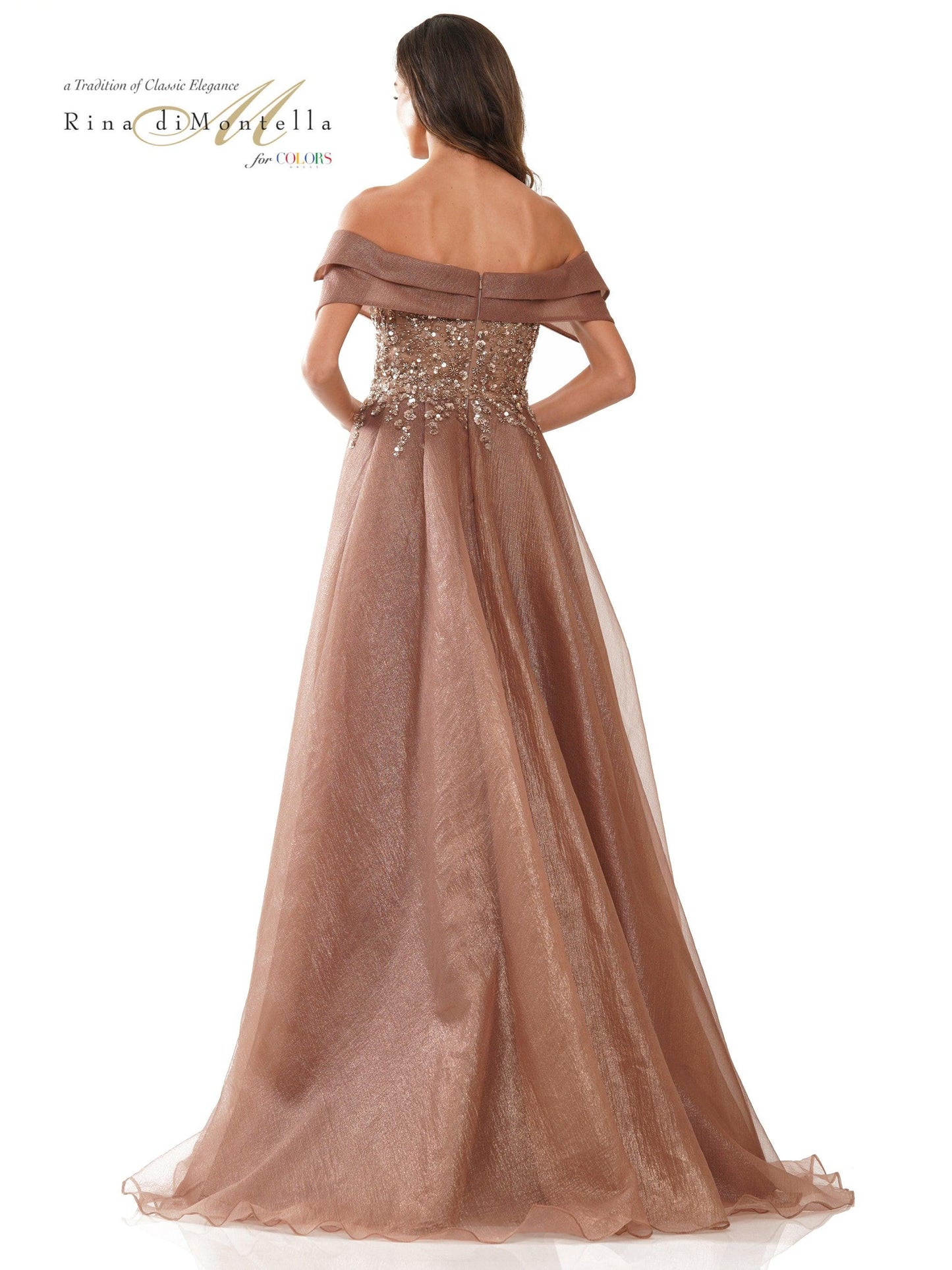 Rina di Montella Long Formal Off Shoulder Gown 2816 - The Dress Outlet