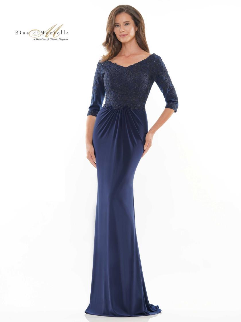 Rina di Montella Long Jersey Fit Dress 2731 - The Dress Outlet