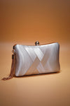 Satin Crisscross Straps Tussle Wedding Clutch Bag - The Dress Outlet