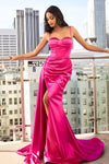 Satin Spaghetti Strap Long Sexy Prom Dress - The Dress Outlet