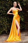 Satin Spaghetti Strap Long Sexy Prom Dress - The Dress Outlet