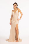 Sequin Mermaid Long Prom Dress Champagne