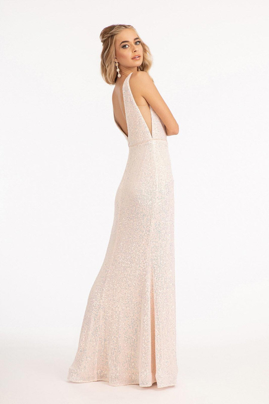 Sequined Sleeveless Long Evening Dress - The Dress Outlet