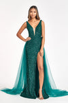 Sequined Sleeveless Long Evening Dress - The Dress Outlet