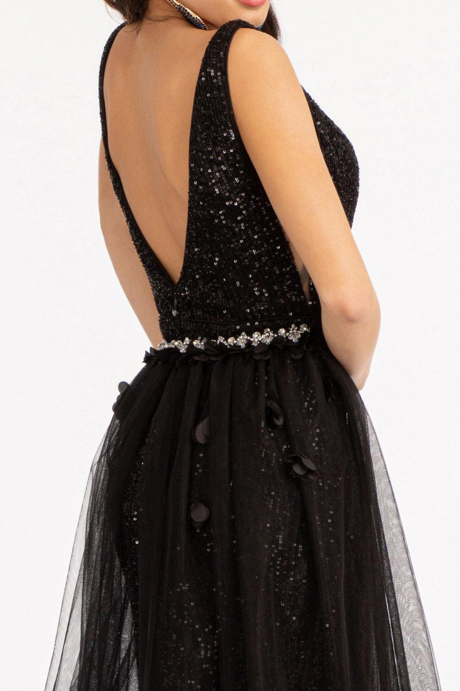 Sequined Sleeveless Long Evening Dress - The Dress Outlet