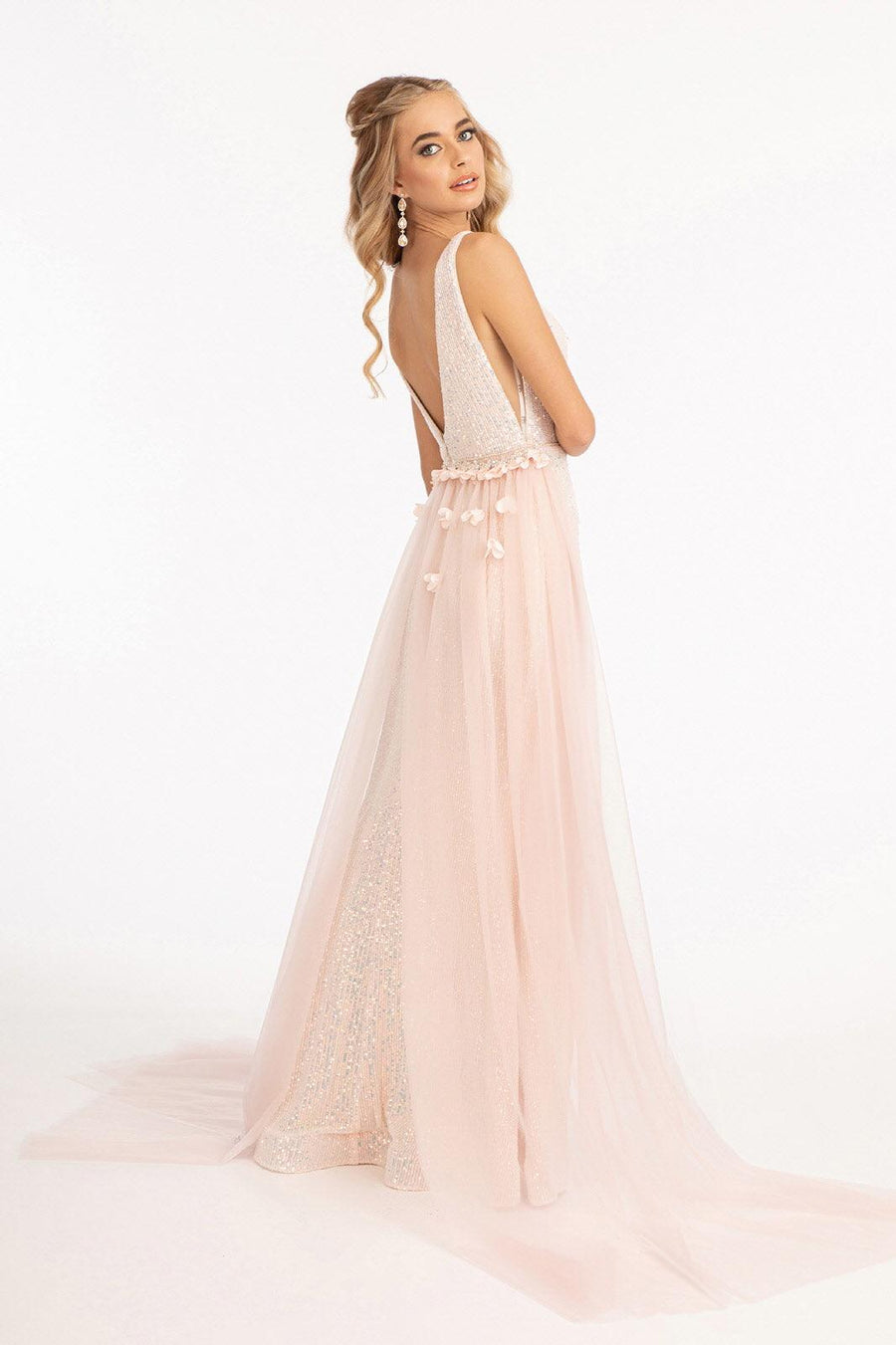 Sequined Sleeveless Long Evening Dress - The Dress Outlet