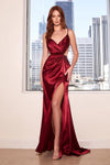 Sexy Satin Spaghetti Strap Long Prom Dress - The Dress Outlet