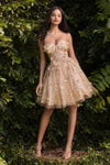 Sexy Short Spaghetti Strap Prom Dress Champagne