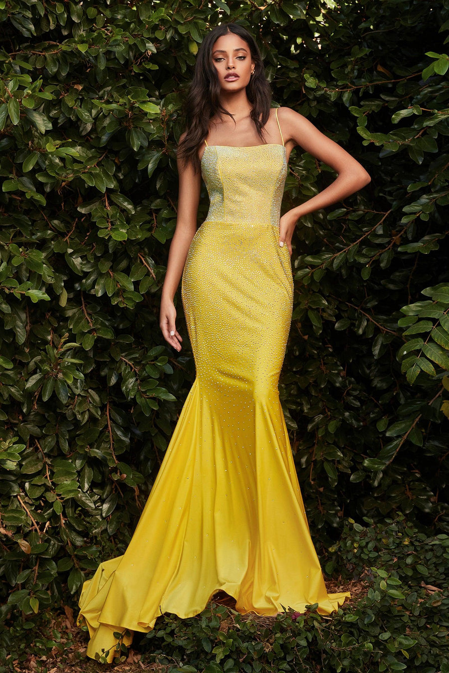 Sexy Spaghetti Strap Beaded Long Prom Dress - The Dress Outlet