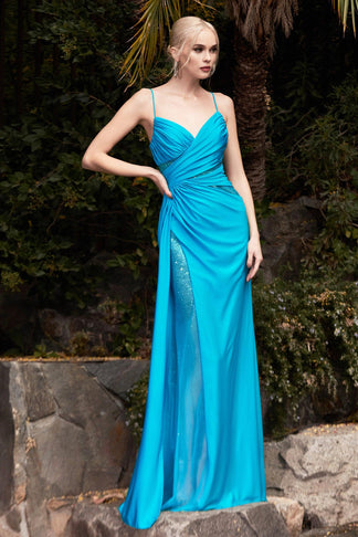 Teal Cinderella Divine S410 Sexy Spaghetti Strap Long Prom Dress for ...