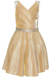 Short Beaded Metallic Flower Girl  Dress - The Dress Outlet