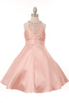 Short Beaded Satin Flower Girl Dress - The Dress Outlet Cinderella Couture