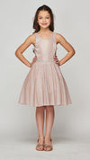 Short Flower Girl Sleeveless Metallic Glitter Dress - The Dress Outlet