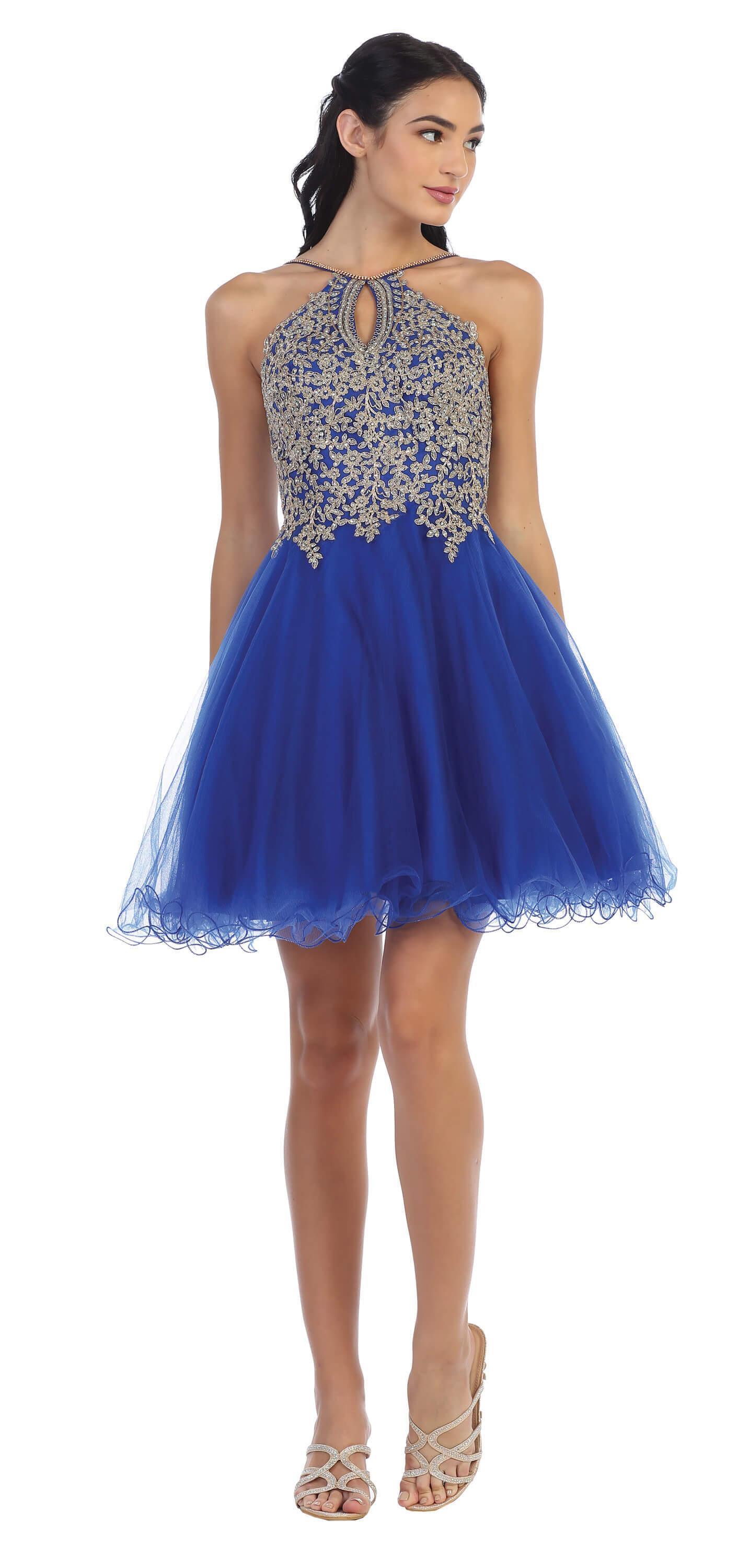 Short Homecoming Halter Prom Dress Sale - The Dress Outlet