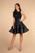 Short Homecoming Halter Satin Cocktail Dress - The Dress Outlet