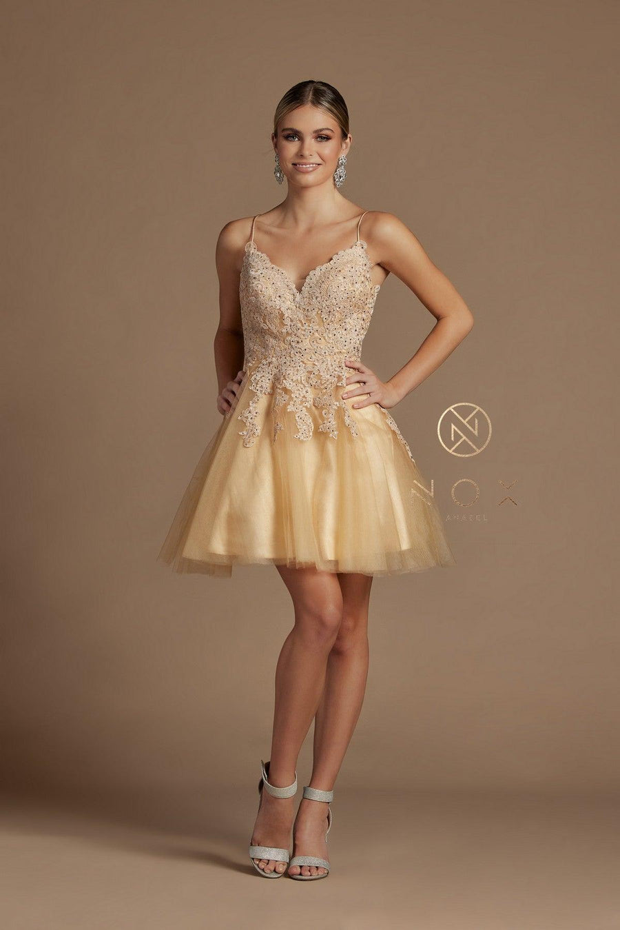 Short Homecoming Spaghetti Strap Cocktail Dress - The Dress Outlet