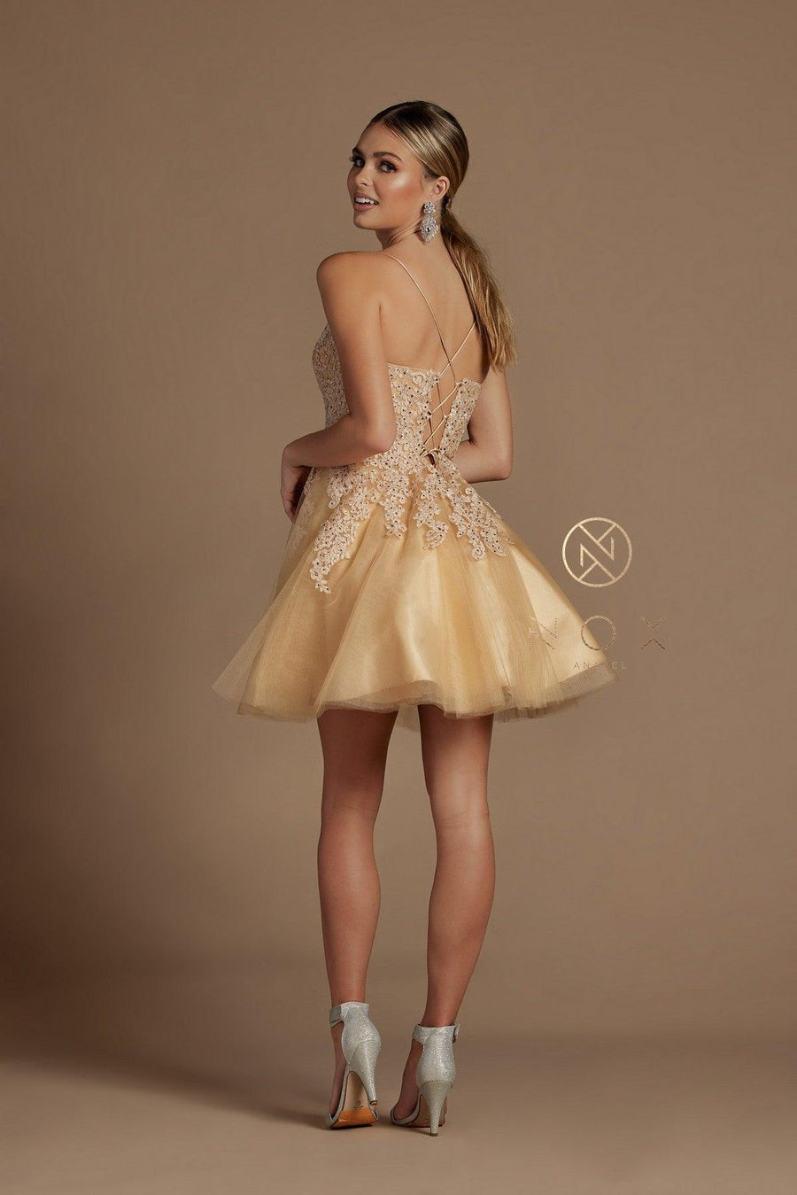 Short Homecoming Spaghetti Strap Cocktail Dress - The Dress Outlet