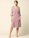 Short Mother of the Bride Two Piece Set Jacket Dress - The Dress Outlet