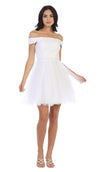 Short Off Shoulder Homecoming Cocktail Dress - The Dress Outlet