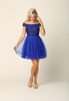 Short Off Shoulder Homecoming Cocktail Dress - The Dress Outlet