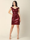 Short Off Shoulder Sequins Cocktail Dress - The Dress Outlet