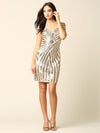 Short Off Shoulder Sequins Cocktail Dress - The Dress Outlet