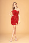 Short One Shoulder Homecoming Prom Dress - The Dress Outlet