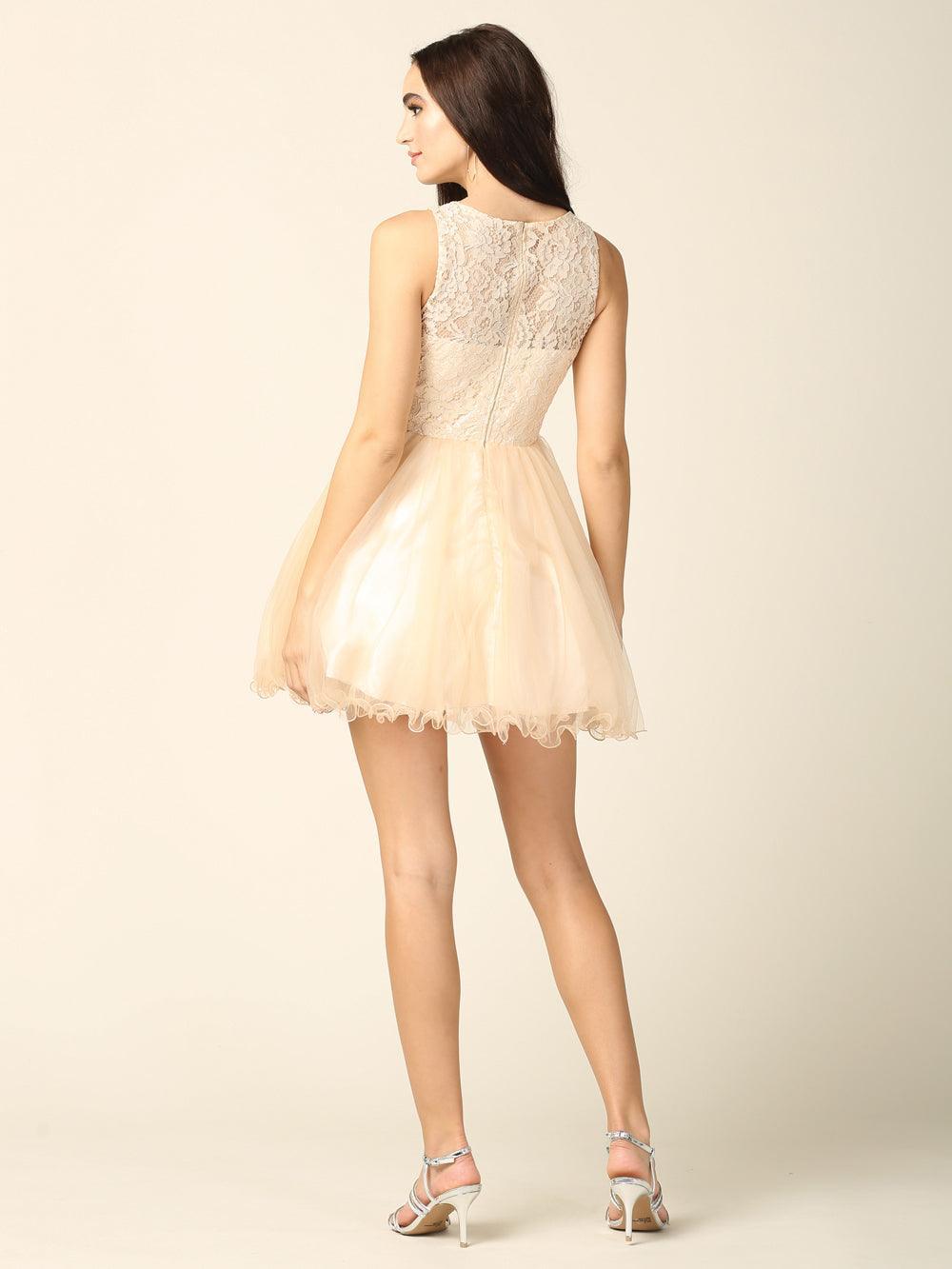 Short Prom Sleeveless Lace Cocktail Party Dress Sale - The Dress Outlet